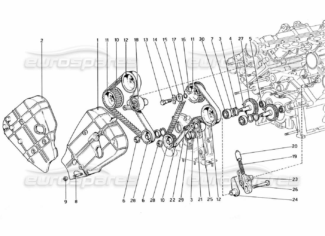 ferrari 308 gtb (1976) timing system - controls parts diagram