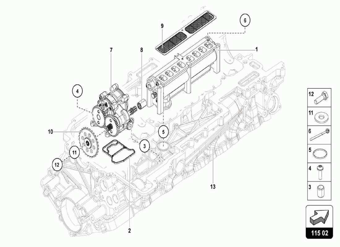 lamborghini centenario spider oil pump parts diagram