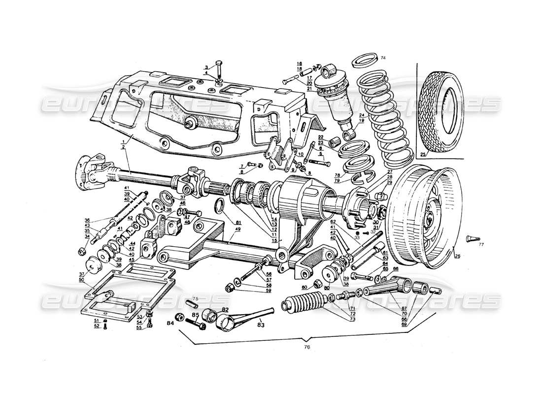 maserati qtp.v8 4.9 (s3) 1979 rear suspension parts diagram