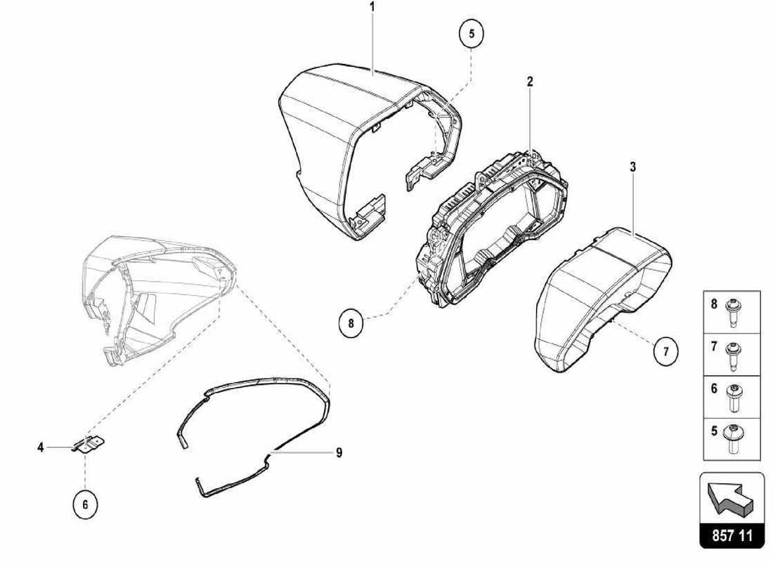 lamborghini centenario spider combi-instrument parts diagram