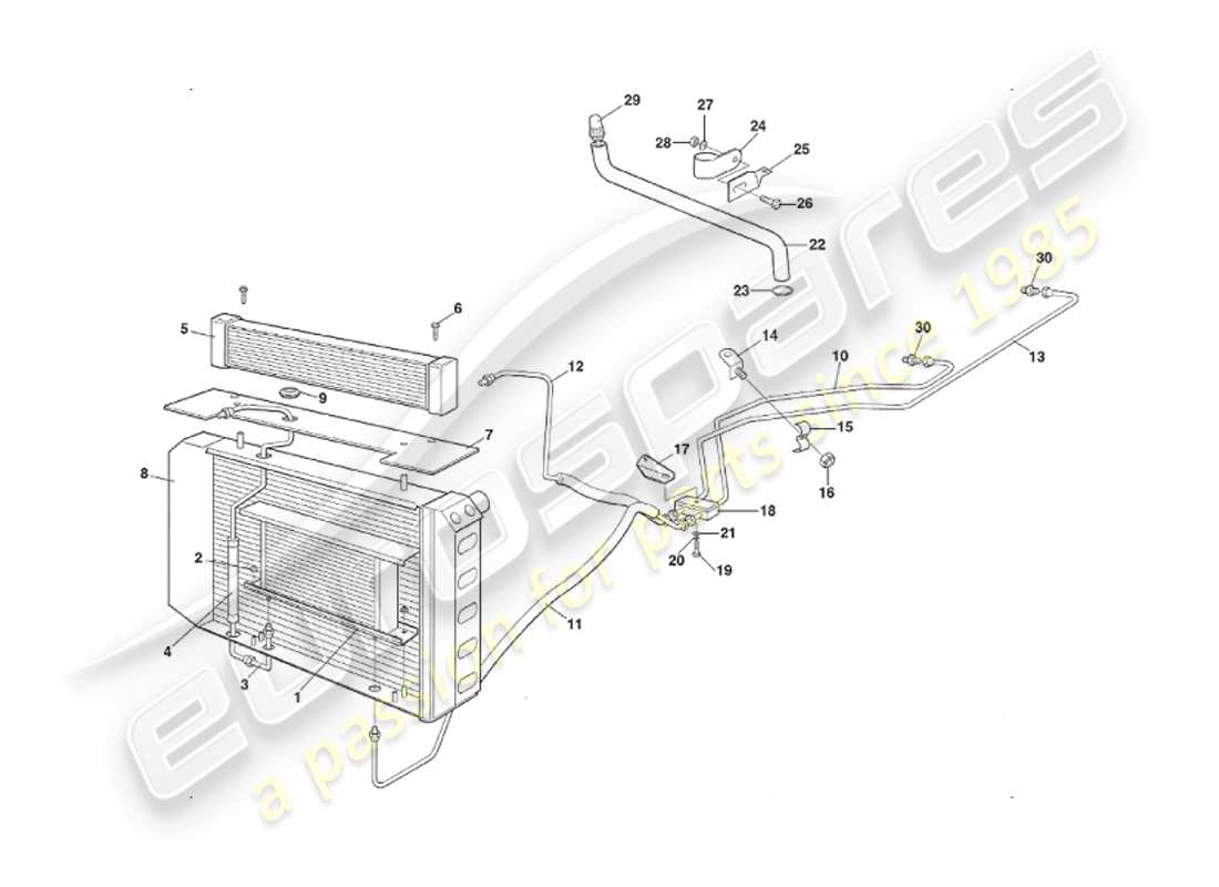 a part diagram from the aston martin v8 virage parts catalogue