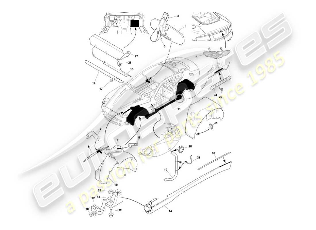 a part diagram from the aston martin vanquish (2003) parts catalogue