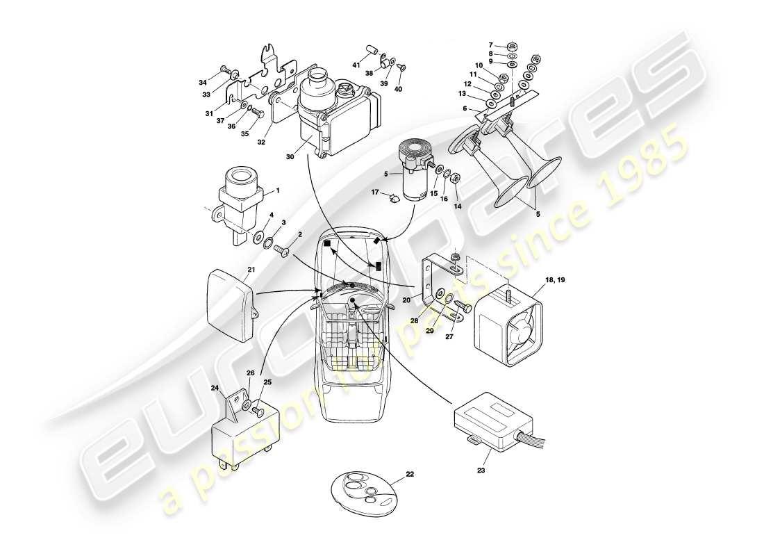 a part diagram from the aston martin v8 coupe (1999) parts catalogue