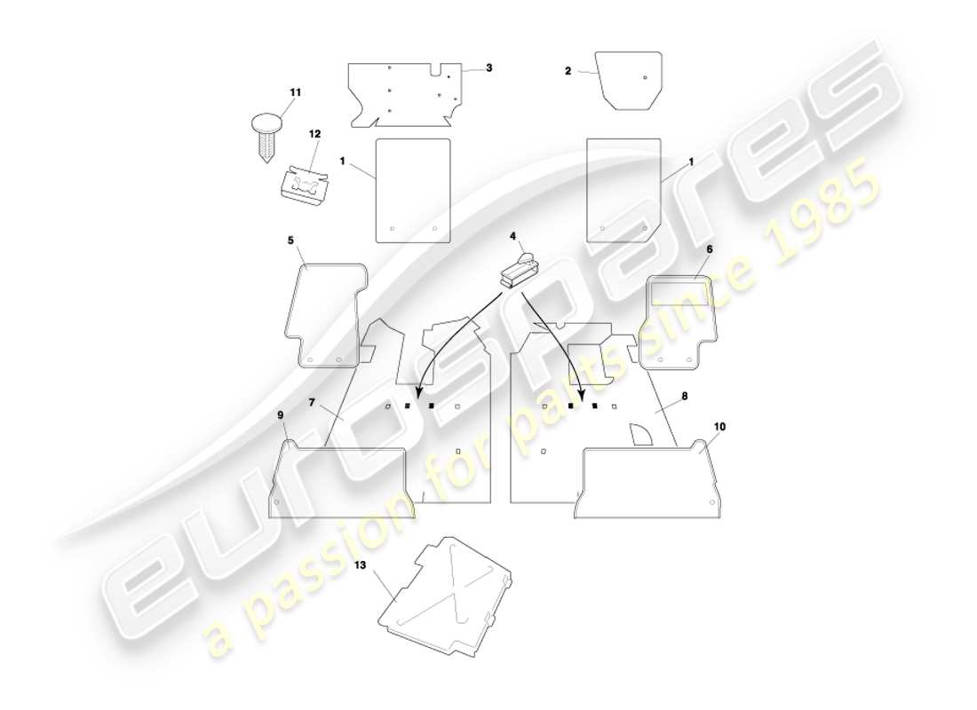 a part diagram from the aston martin db7 vantage (2001) parts catalogue