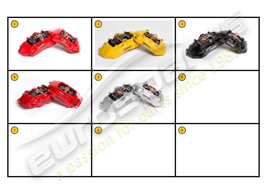 ferrari f430 coupe (accessories) exterior - callipers parts diagram