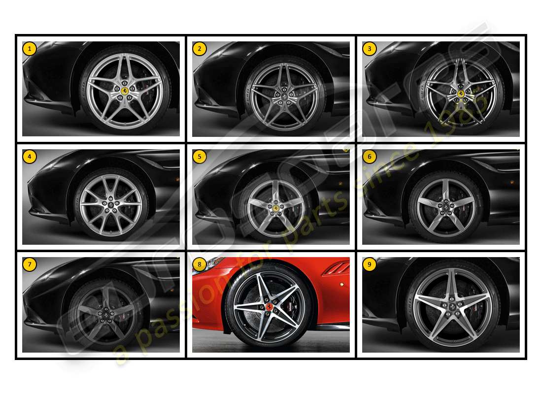 ferrari california (accessories) exterior - wheels part diagram