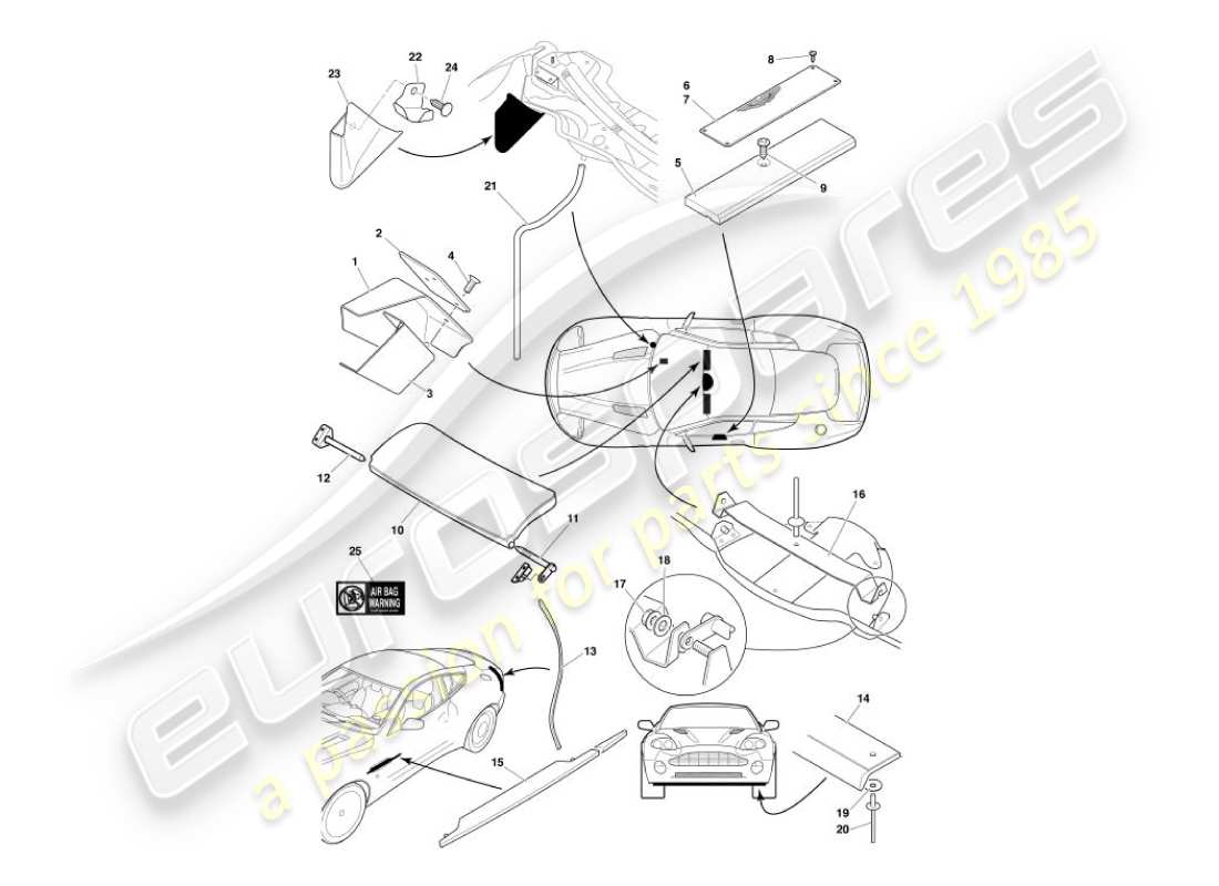 aston martin vanquish (2004) body fittings part diagram