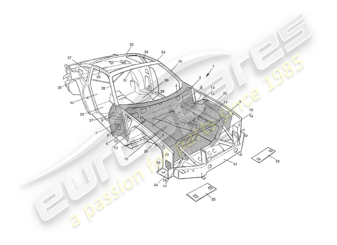 aston martin v8 virage (2000) chassis superstructure, front part diagram