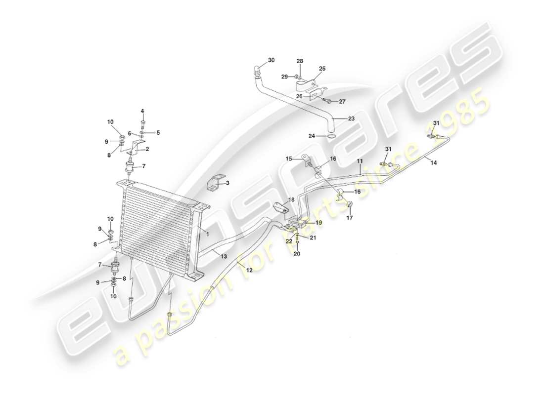 aston martin v8 virage (2000) automatic transmission, gearbox cooling, from approx vin 60193 part diagram