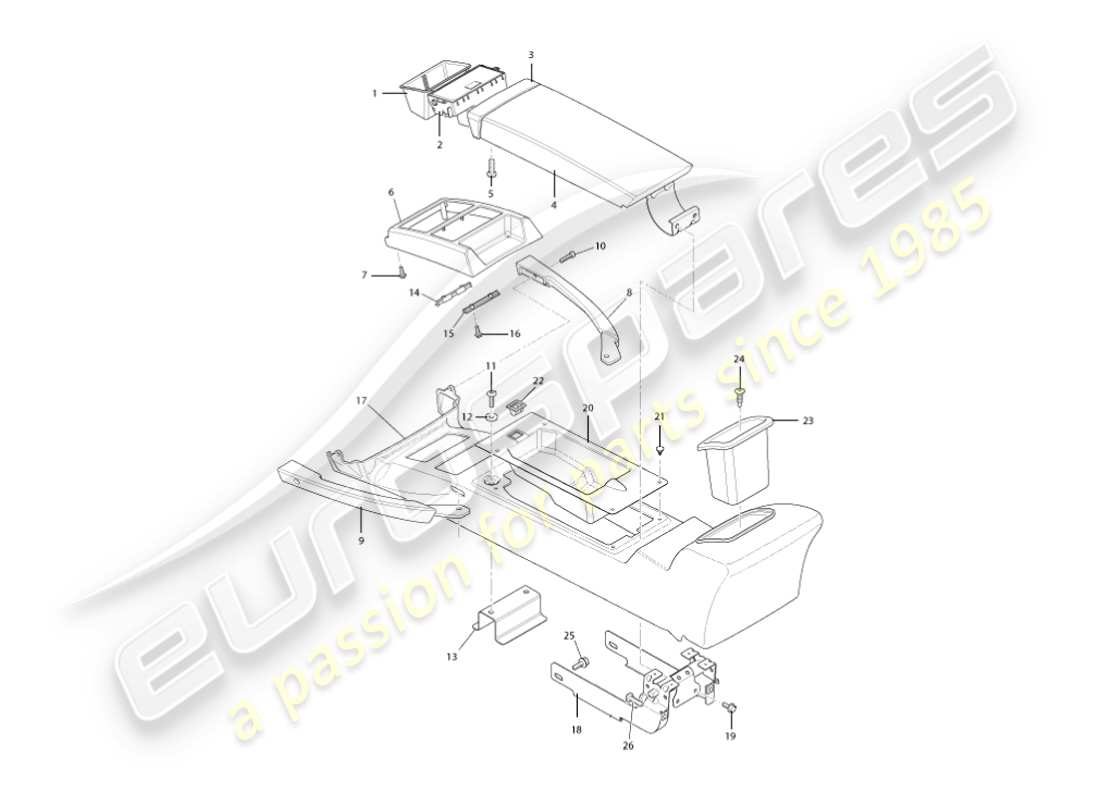aston martin vanquish (2004) centre console & trim, to vin 501948 part diagram