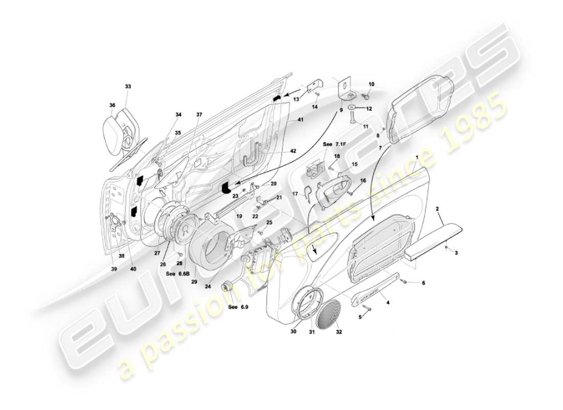 aston martin vanquish (2004) door casings & fittings part diagram