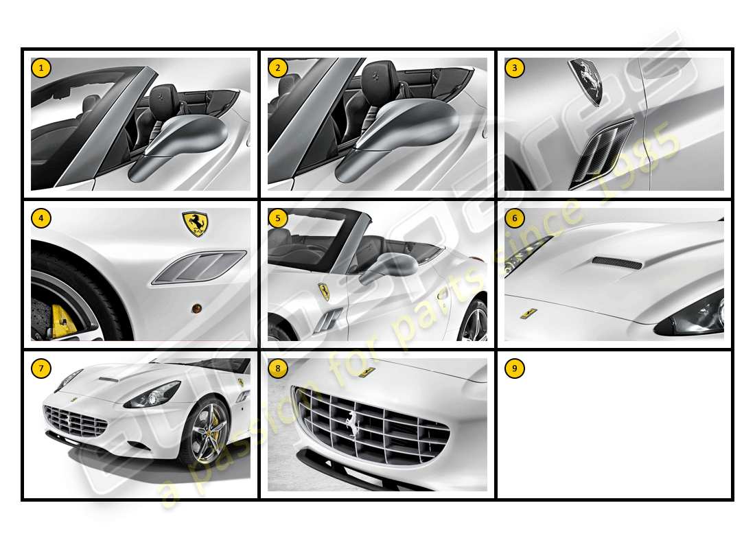 ferrari california (accessories) exterior - body parts diagram