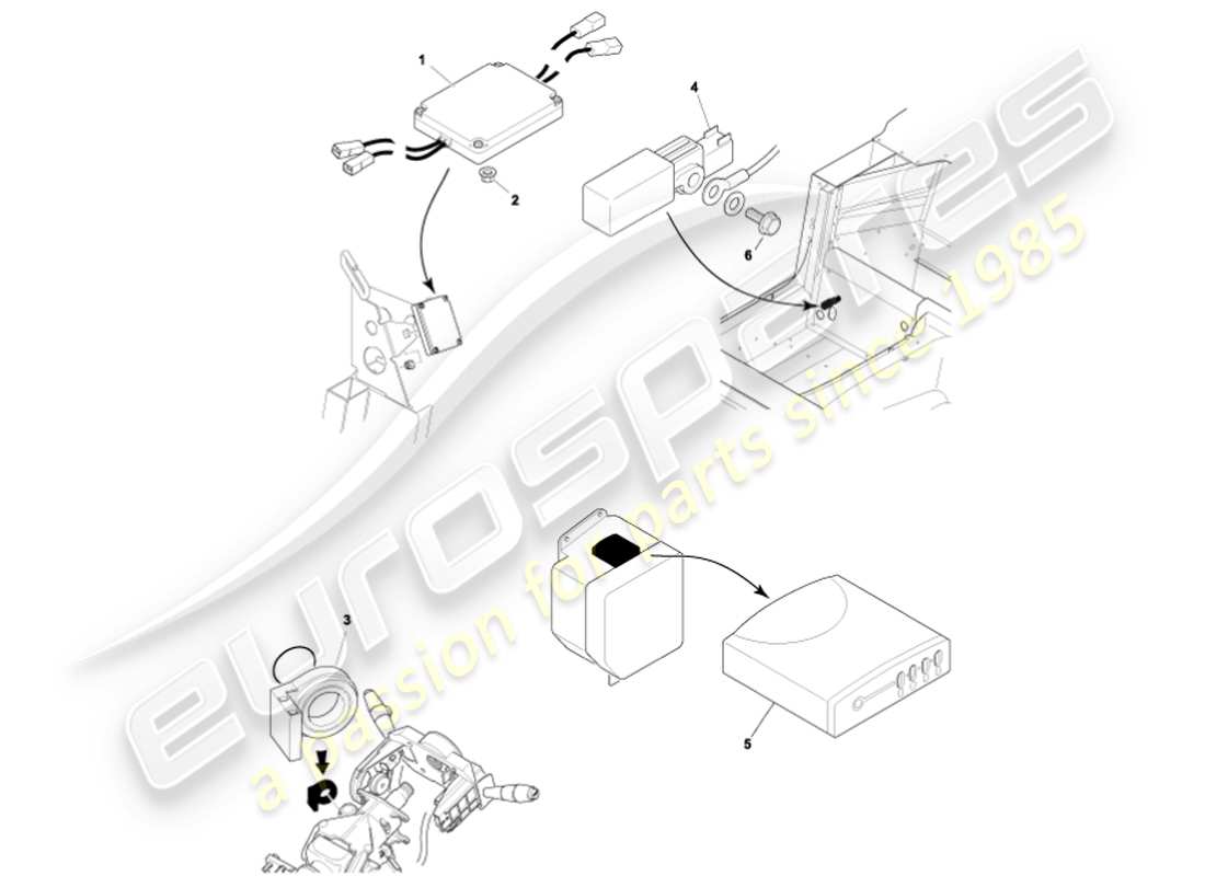 aston martin vanquish (2001) electronic control modules part diagram