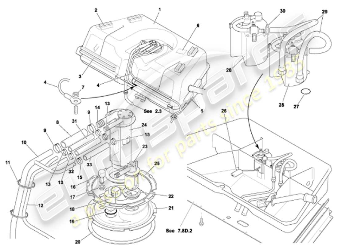 aston martin vanquish (2001) fuel tank part diagram
