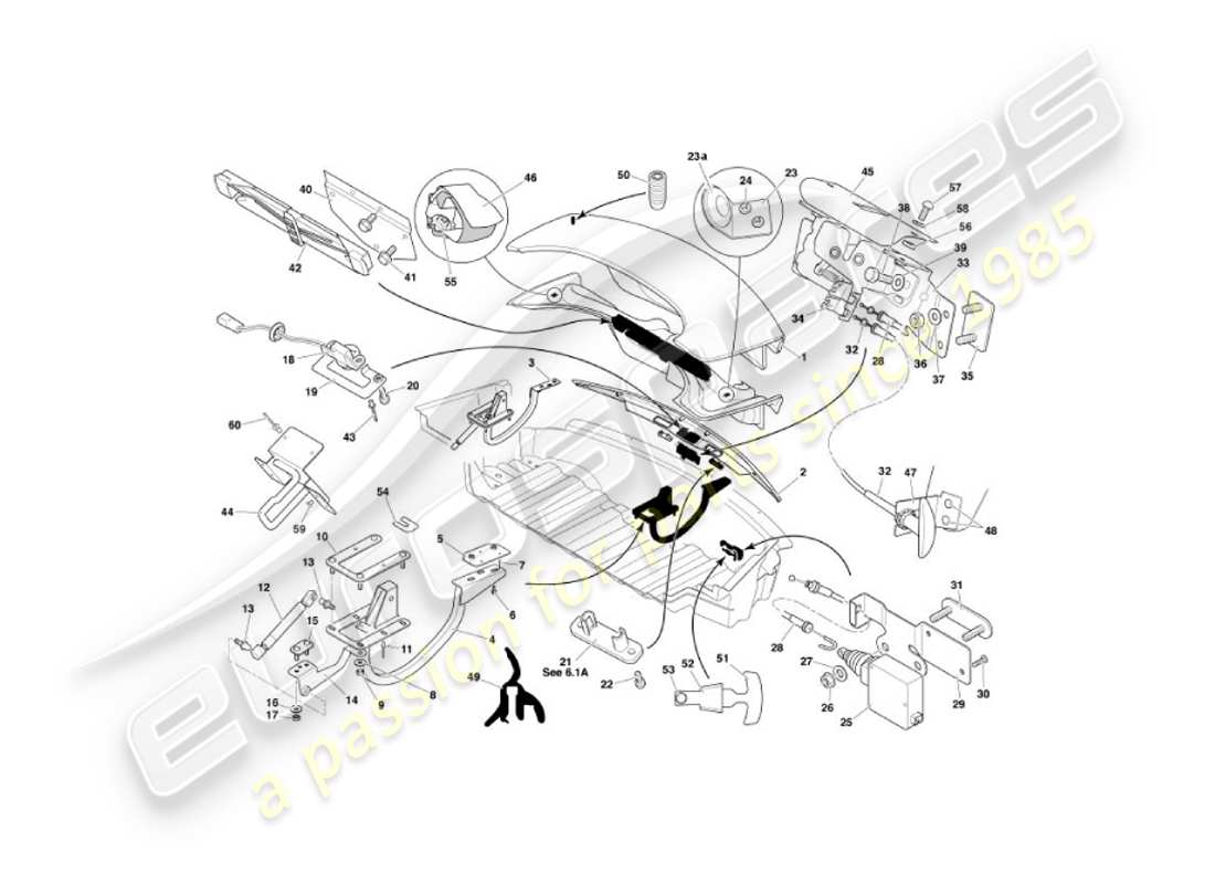 aston martin vanquish (2004) trunk lid part diagram