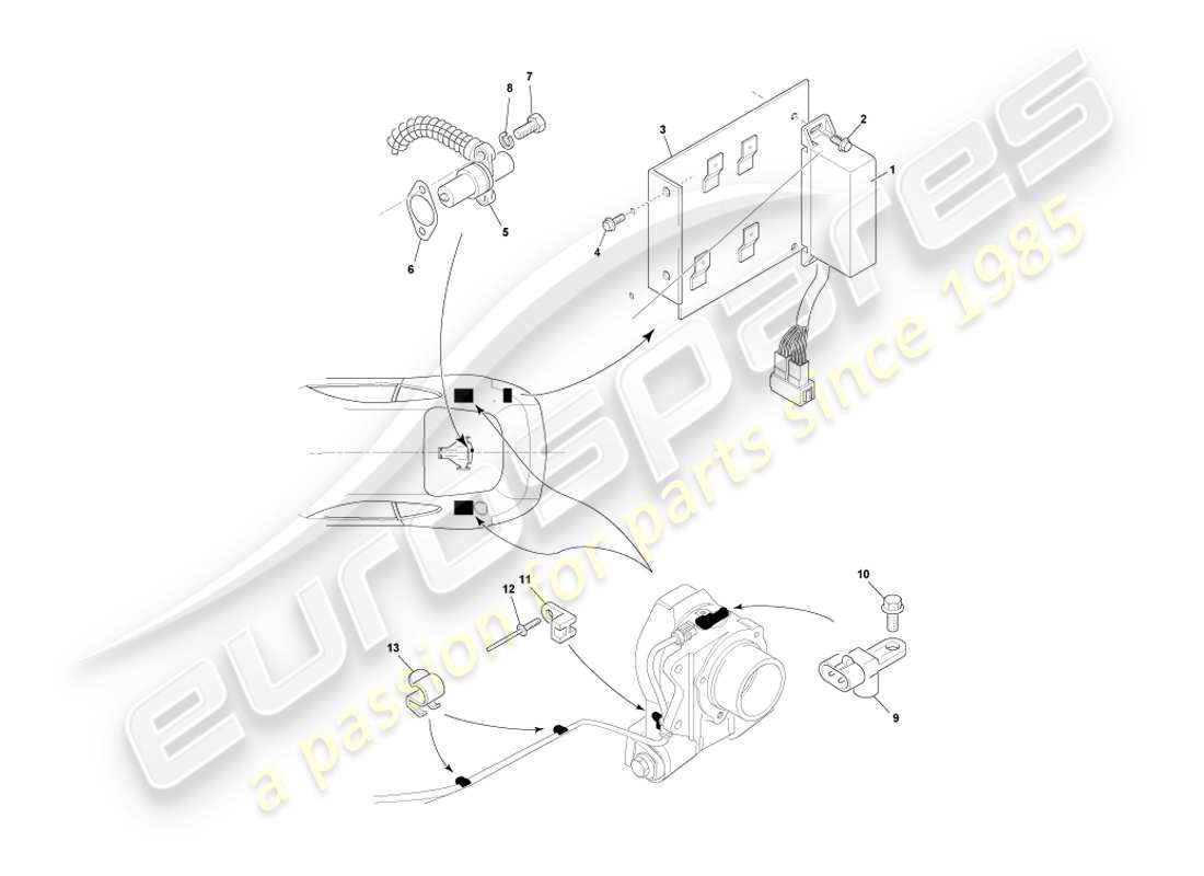 aston martin db7 vantage (2000) rearward mounted components part diagram