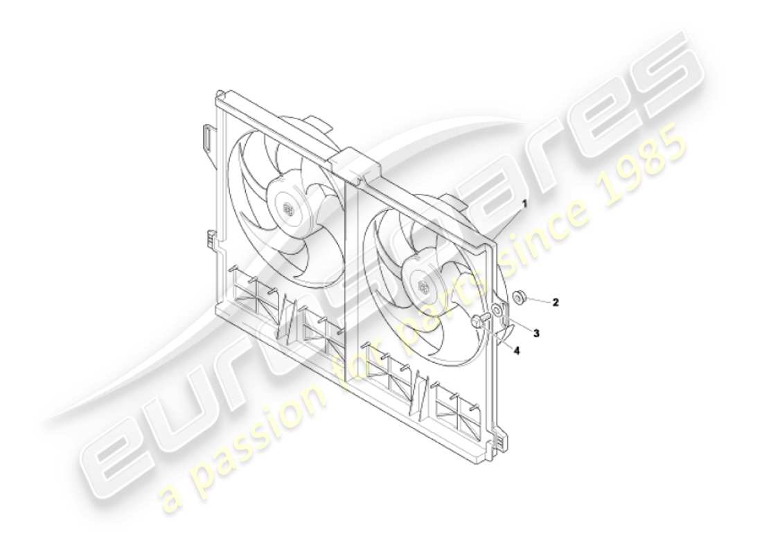 aston martin vanquish (2004) cooling fan cowling part diagram