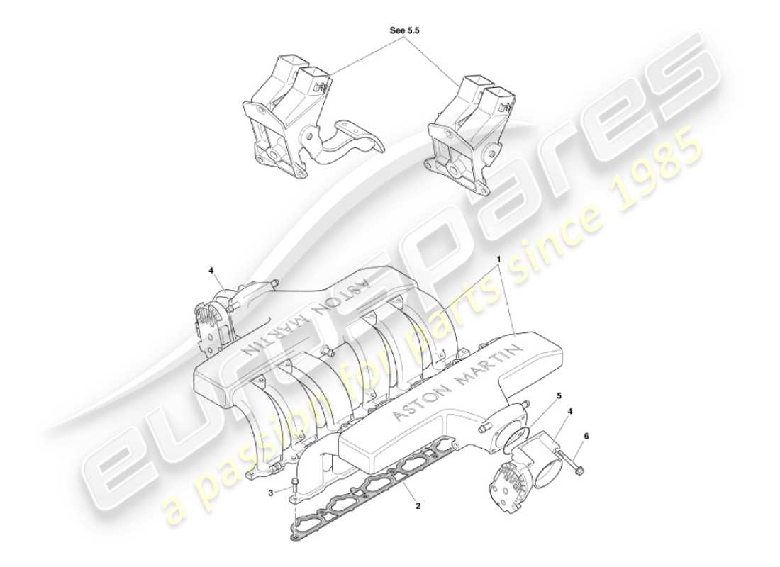 aston martin vanquish (2003) intake manifolds & throttles part diagram