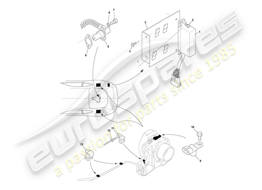 aston martin db7 vantage (2002) rearward mounted components part diagram