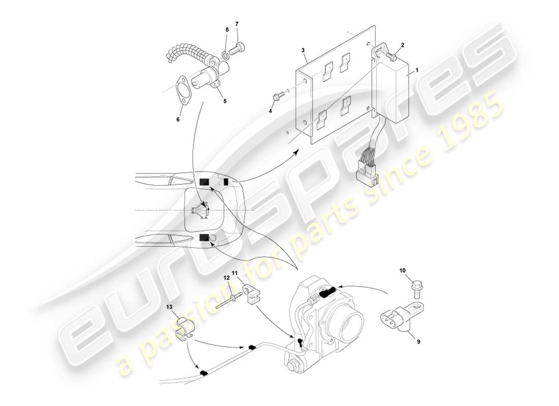 aston martin db7 vantage (2003) rearward mounted components part diagram