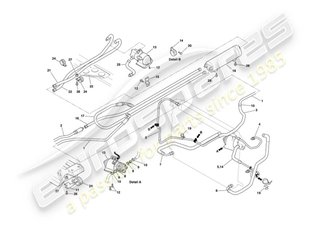 aston martin vanquish (2007) oil cooling axle part diagram