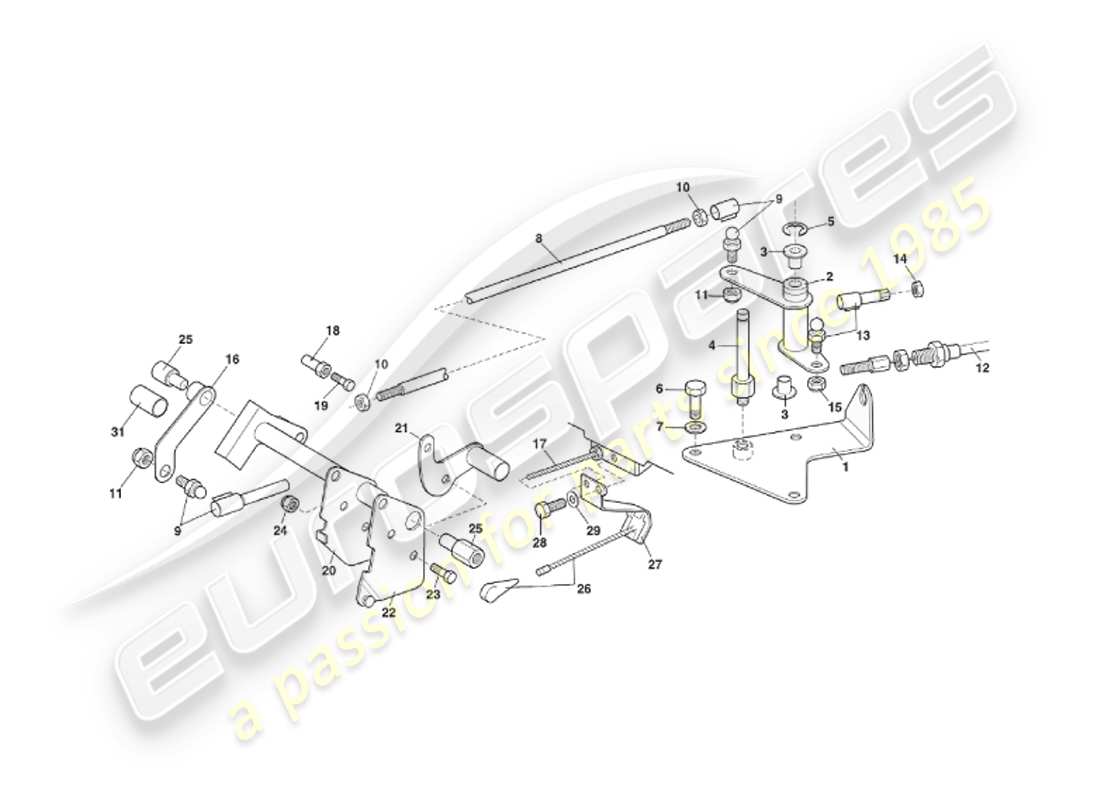 aston martin v8 virage (2000) throttle linkage & controls, volante, vin 69225 on part diagram