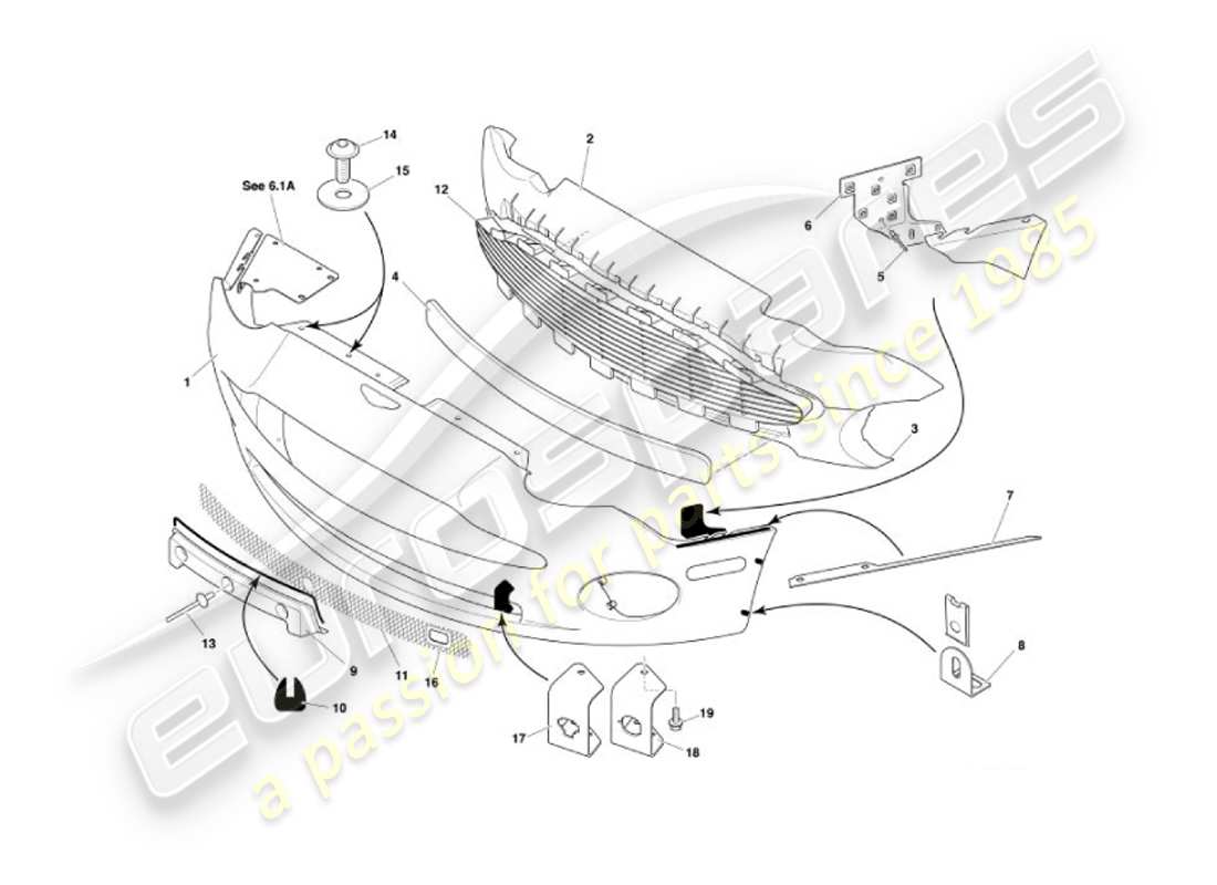 aston martin vanquish (2007) front bumper & apron part diagram