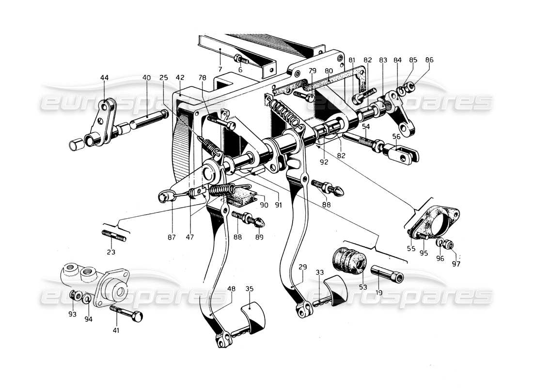 ferrari 275 gtb/gts 2 cam pedal box - left hand drive models parts diagram