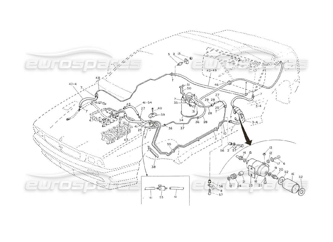 maserati shamal fuel pipes parts diagram