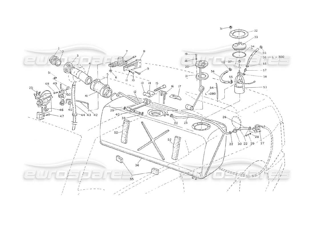 maserati shamal fuel tank - plunged pump parts diagram