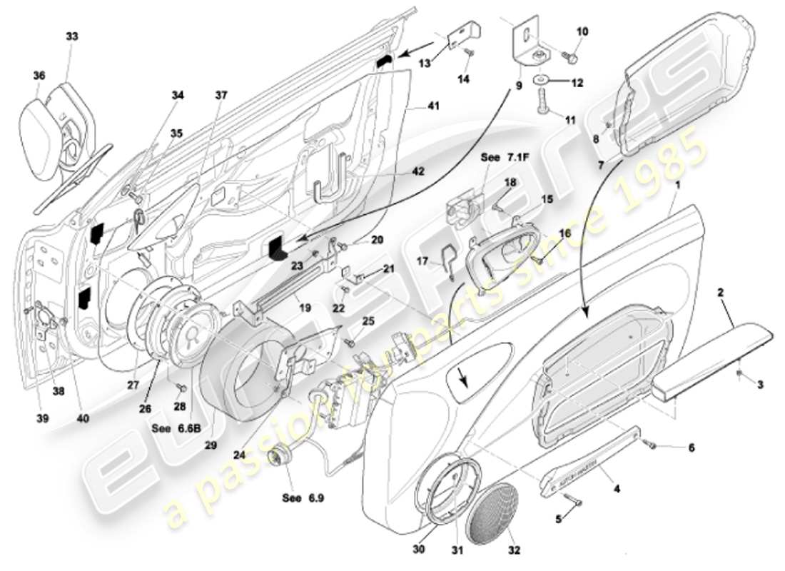 a part diagram from the aston martin vanquish (2001) parts catalogue