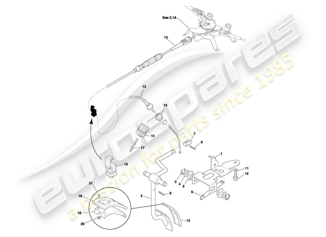 aston martin db7 vantage (2002) pedal gear accelerator rhd part diagram