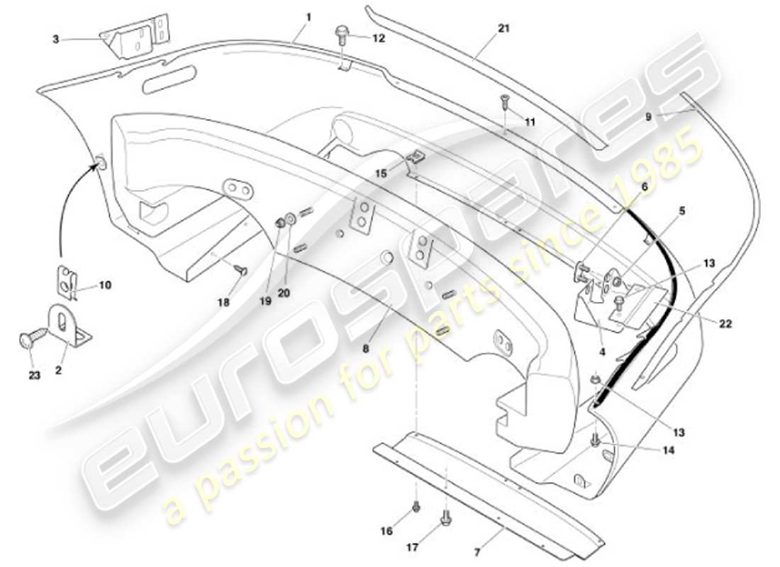aston martin vanquish (2001) rear bumper part diagram