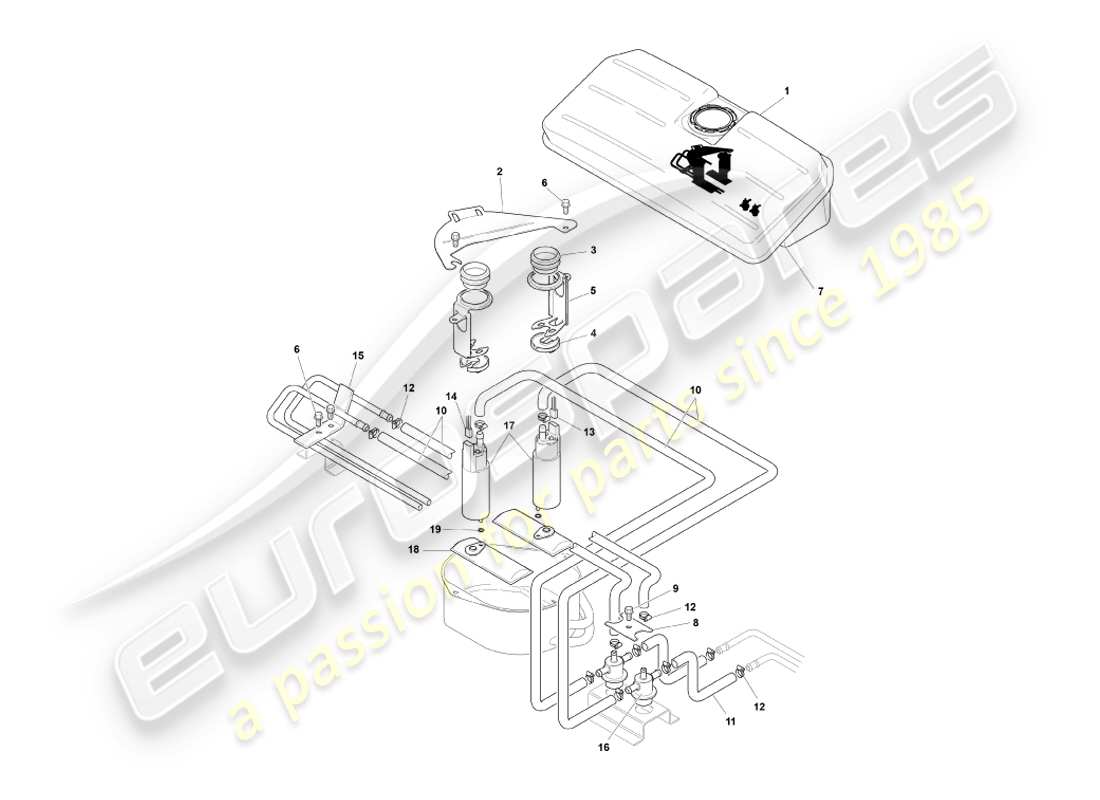 aston martin db7 vantage (2000) swirl pot, volante part diagram