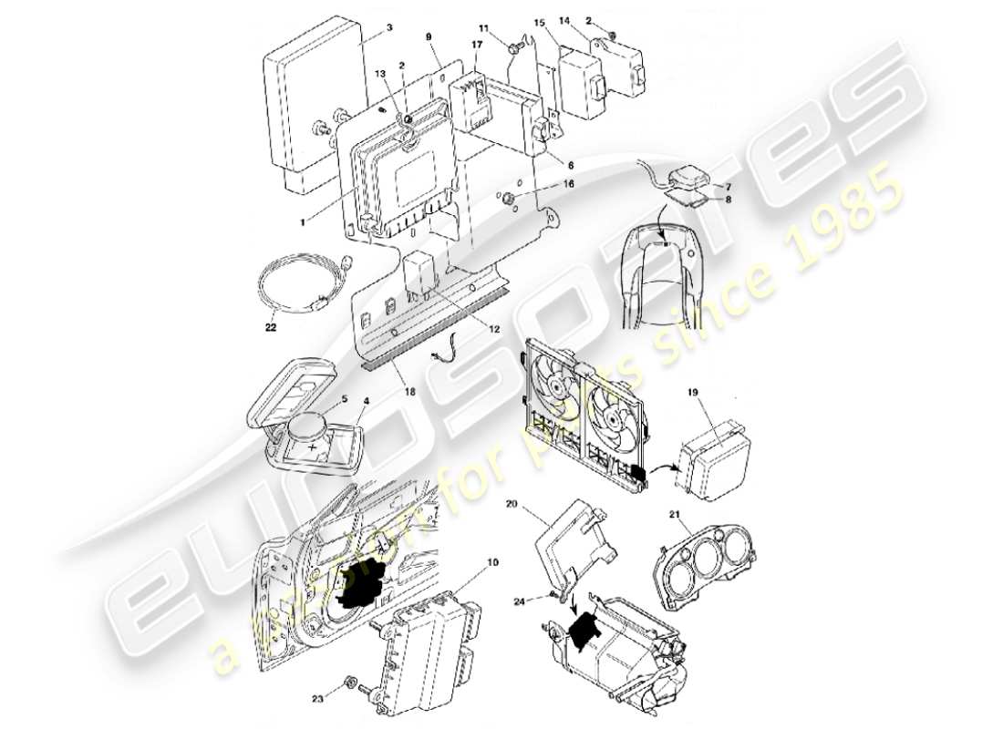 aston martin vanquish (2001) electronic control modules part diagram