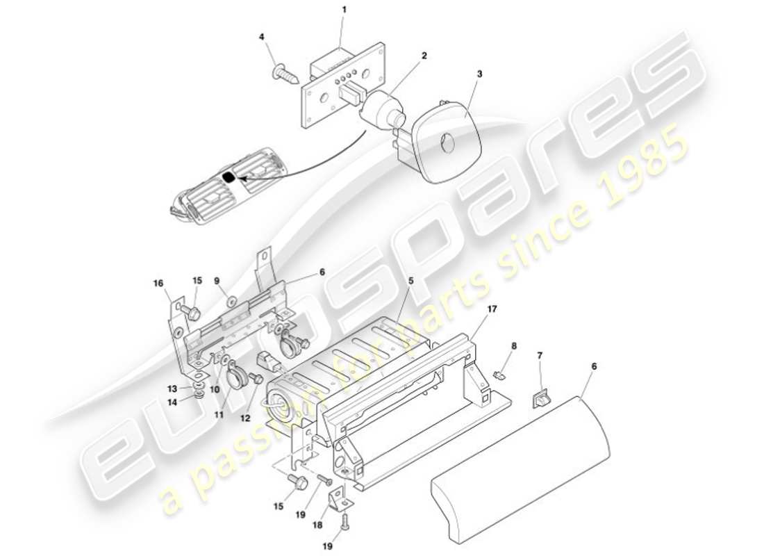 aston martin vanquish (2001) fascia & trim part diagram