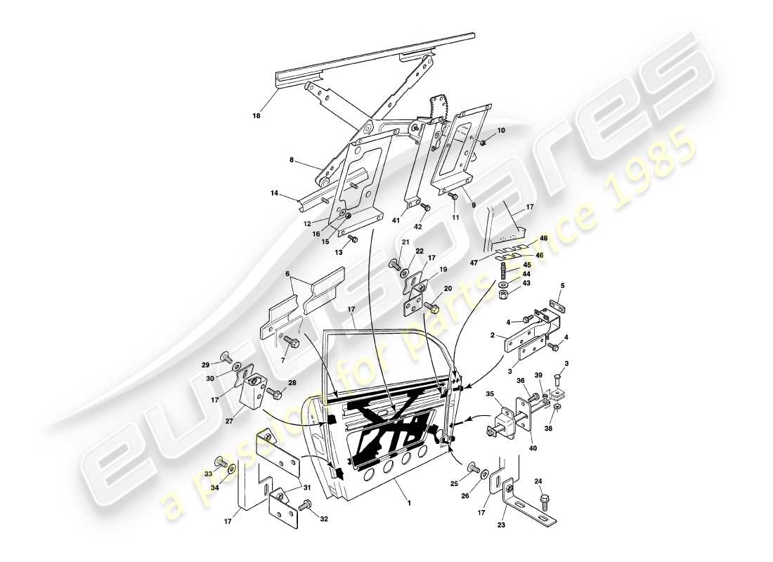 aston martin v8 coupe (2000) doors part diagram
