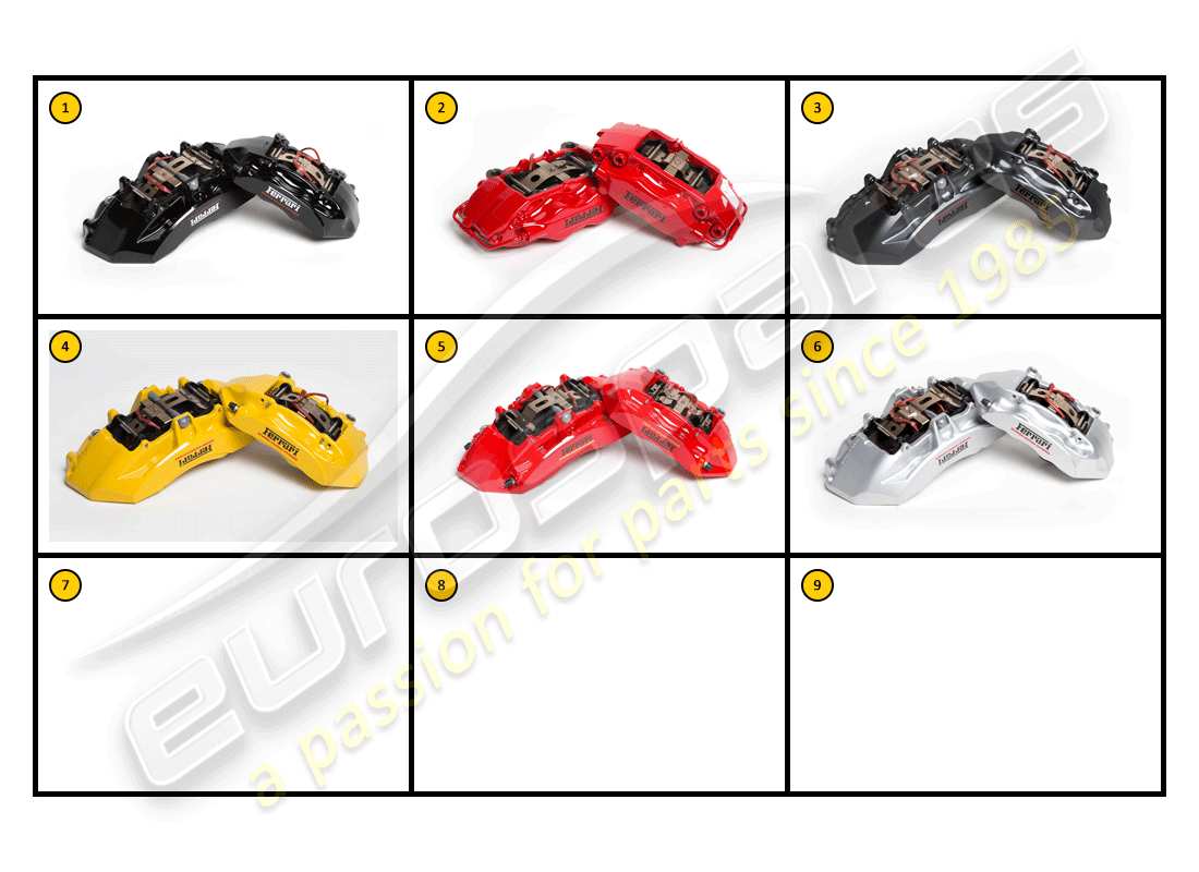 ferrari california (accessories) exterior - callipers parts diagram