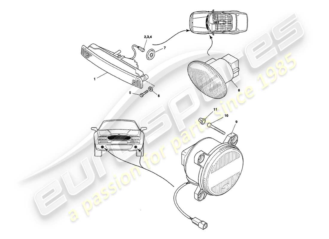 a part diagram from the aston martin v8 volante (1997) parts catalogue