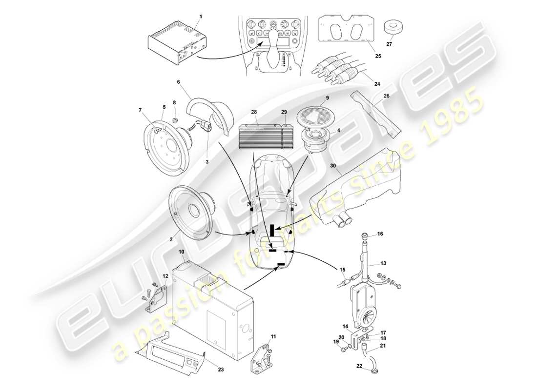 aston martin db7 vantage (2002) in car entertainment part diagram