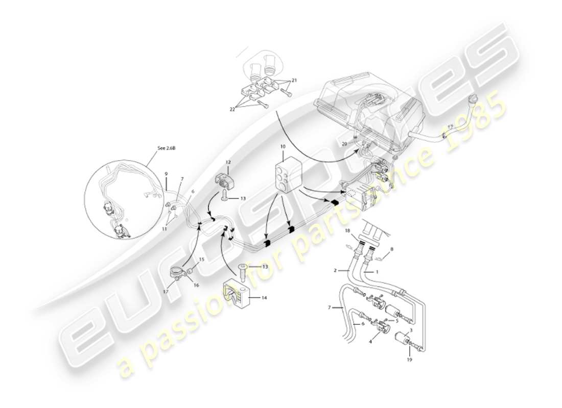aston martin vanquish (2002) fuel pipes part diagram