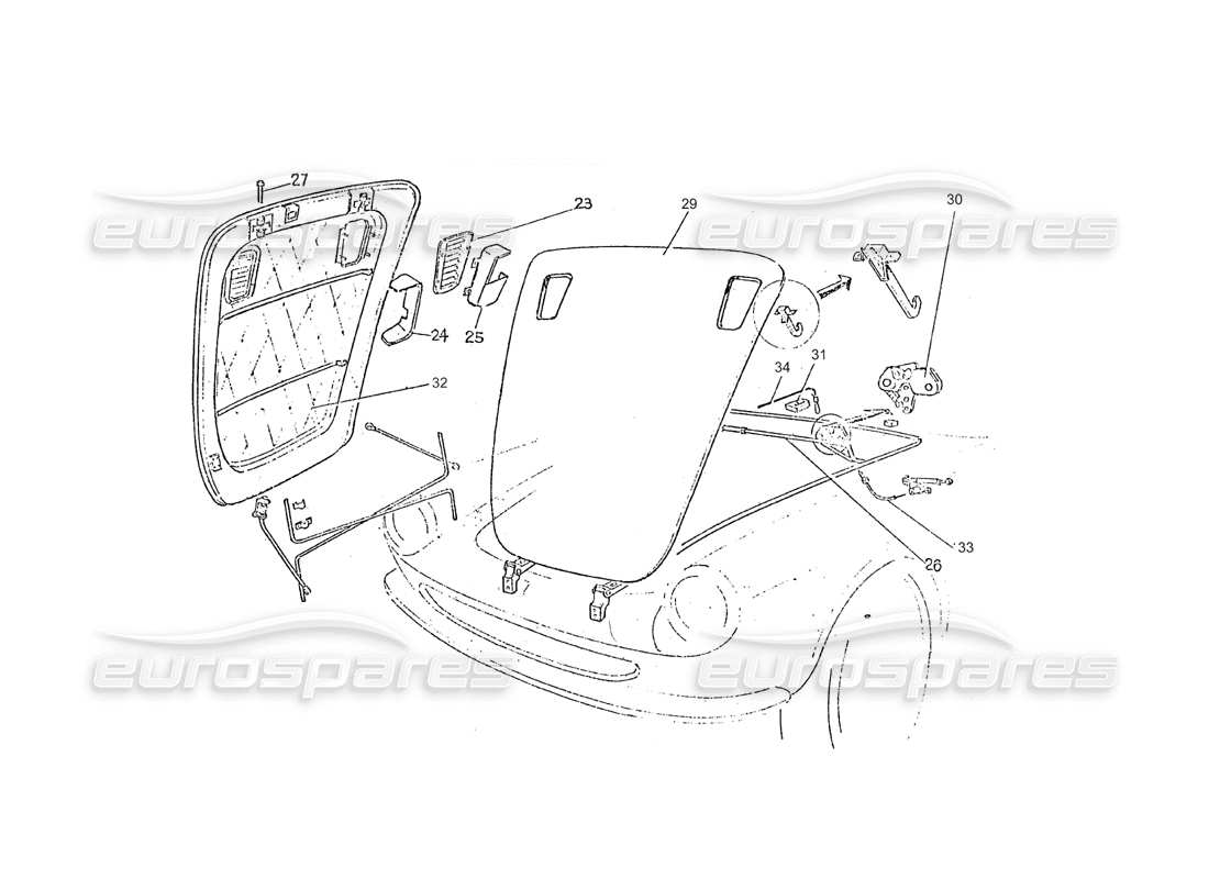 ferrari 275 (pininfarina coachwork) cofano mobile group parts diagram
