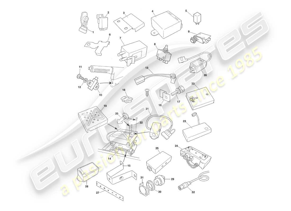 aston martin v8 virage (2000) components & wiring part diagram
