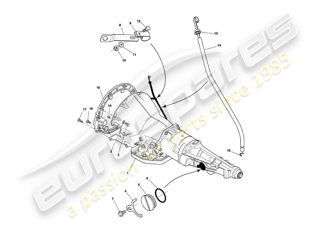 aston martin v8 coupe (2000) four speed gearbox part diagram