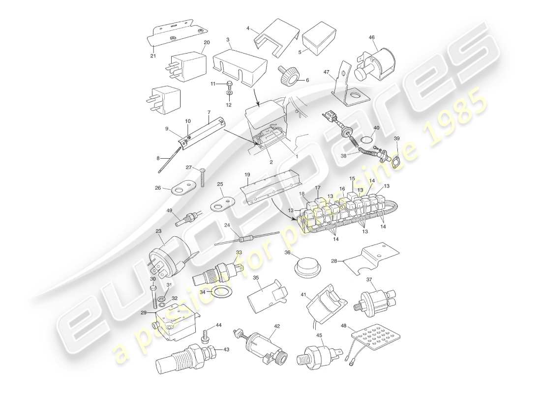 aston martin v8 virage (2000) components & wiring part diagram