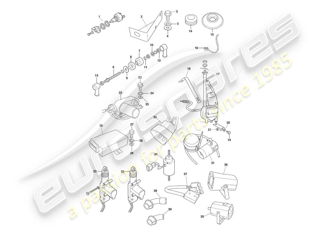 aston martin v8 virage (2000) components & wiring part diagram