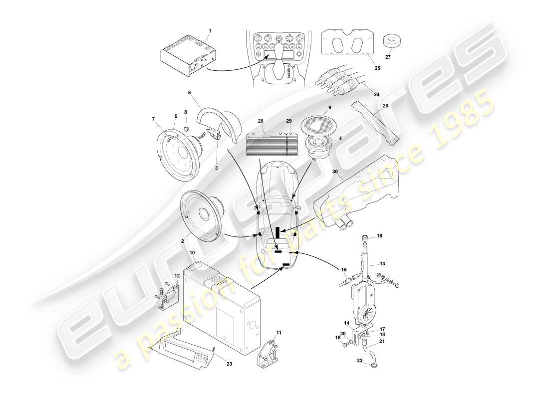aston martin db7 vantage (1999) in car entertainment part diagram