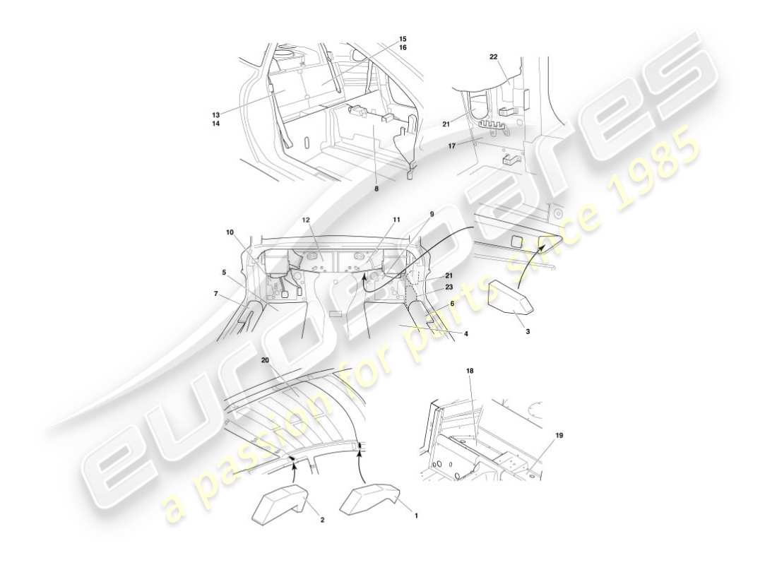 aston martin vanquish (2003) sound deadening part diagram