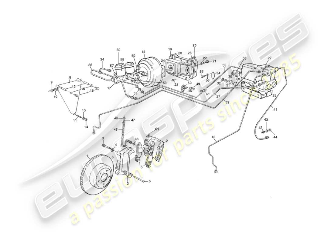 aston martin v8 virage (2000) front brakes, volante only part diagram