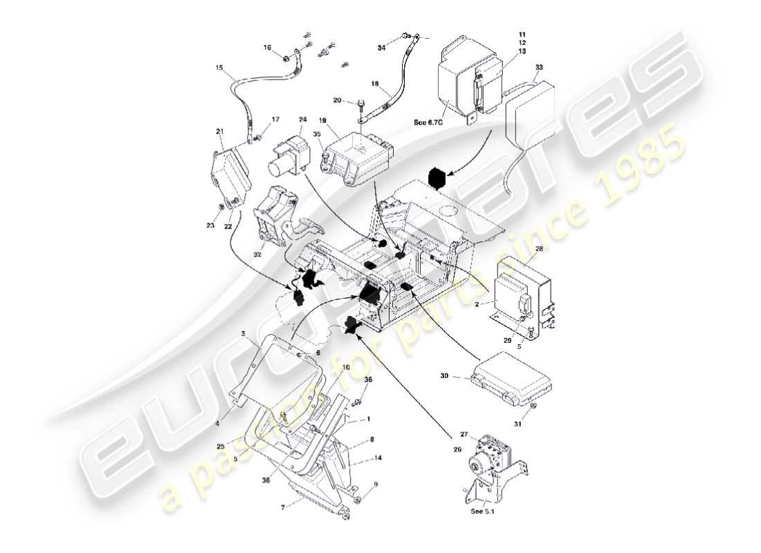 aston martin vanquish (2002) electronic control modules part diagram